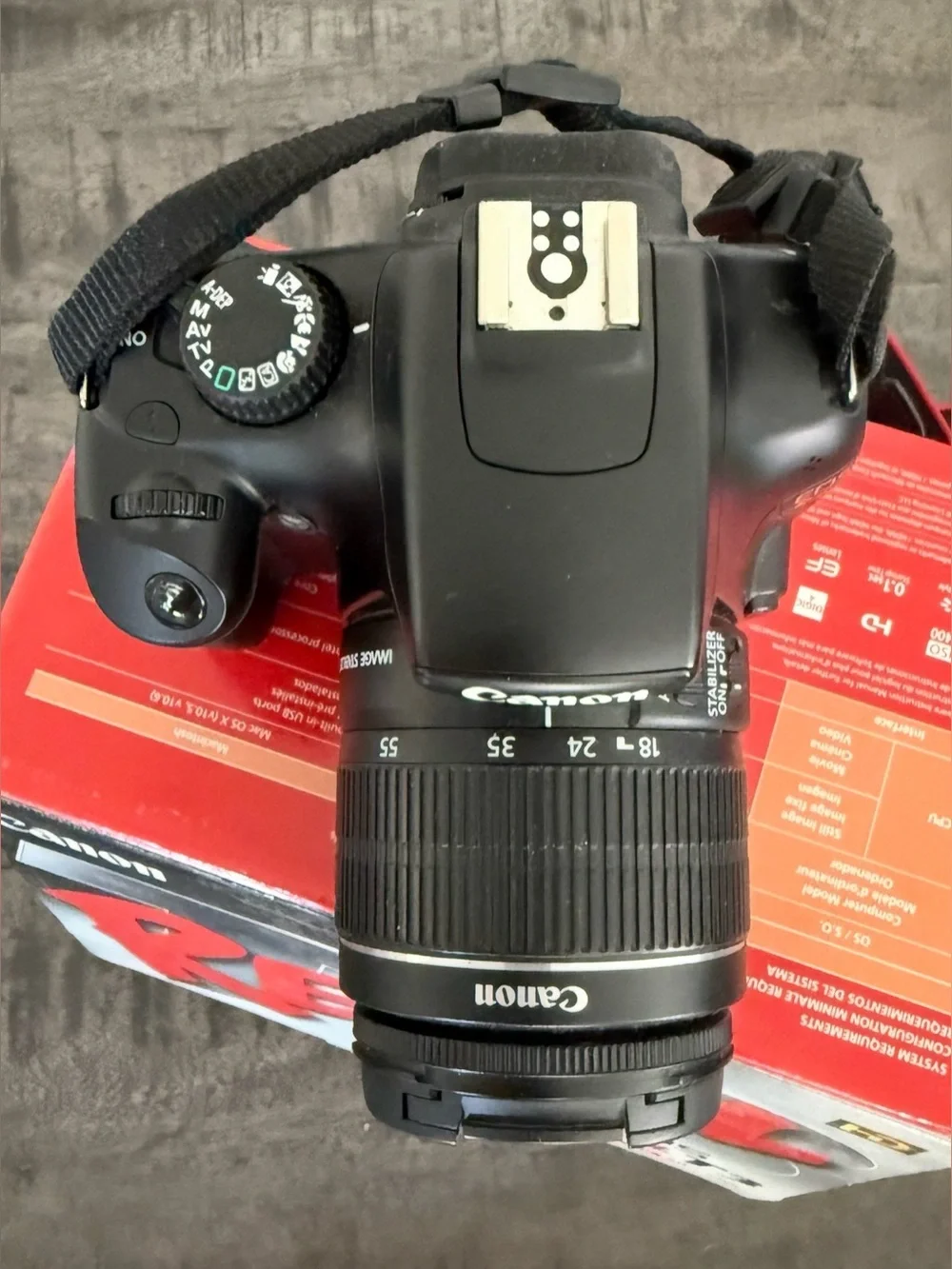 Canon EOS Rebel T3 DSLR Camera Kit with Black Bag and Black/Red Strap